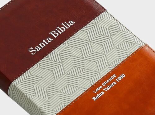 Biblia Reina Valera 1960 Tamaño Manual Tricolor Marrón/Beige/Café | Letra Grande 12 pts