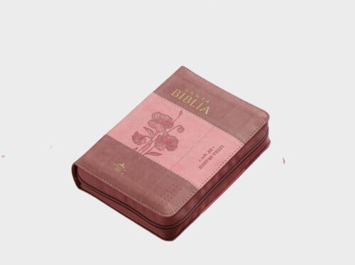 Biblia RVR60 Tamaño Portátil Letra Grande 12 Puntos | Bicolor Coral/Rosa | Con Cierre e Índice