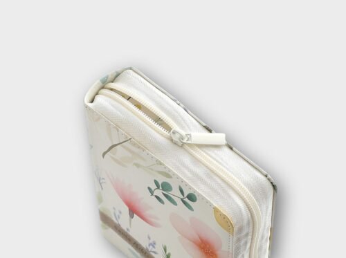 Biblia RVR60  Victoria Flores sobre Blanco tamaño compacto  Letra Grande 12 Puntos