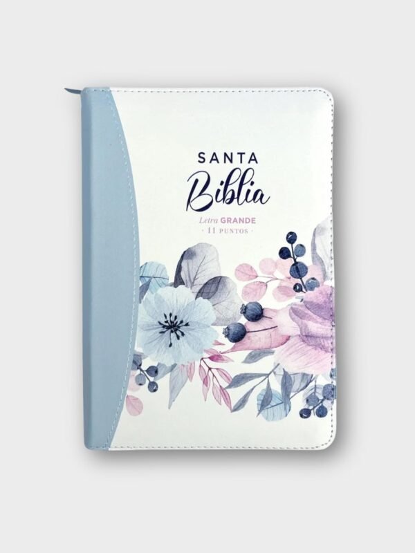 Biblia RVR60 Emoción Primaveral Azul Claro con Cierre - Letra Grande 11 pts - No indice /Tamaño Portatil