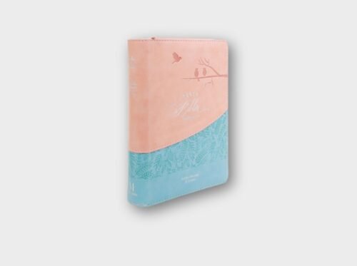 Biblia RVR60 Letra Grande 11 Puntos – Diseño Pájaros (Rosa/Azul) Tamaño portátil con cierre | Imitación piel de alta calidad