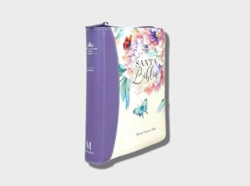 Biblia Reina-Valera 1960 Jardín Lila – Tamaño Bolsillo con Índice y Cierre Letra 8 puntos