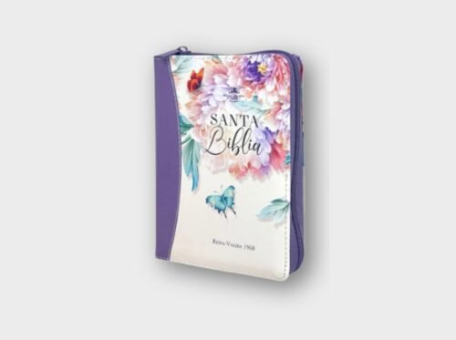 Biblia Reina-Valera 1960 Jardín Lila – Tamaño Bolsillo con Índice y Cierre Letra 8 puntos