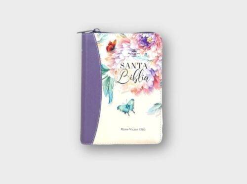 Biblia Reina-Valera 1960 Jardín Lila – Tamaño Bolsillo con Índice y Cierre Letra 8 puntos