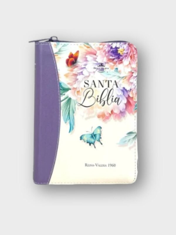 Biblia Reina-Valera 1960 Jardín Lila – Tamaño Bolsillo con Índice y Cierre Letra 8 puntos