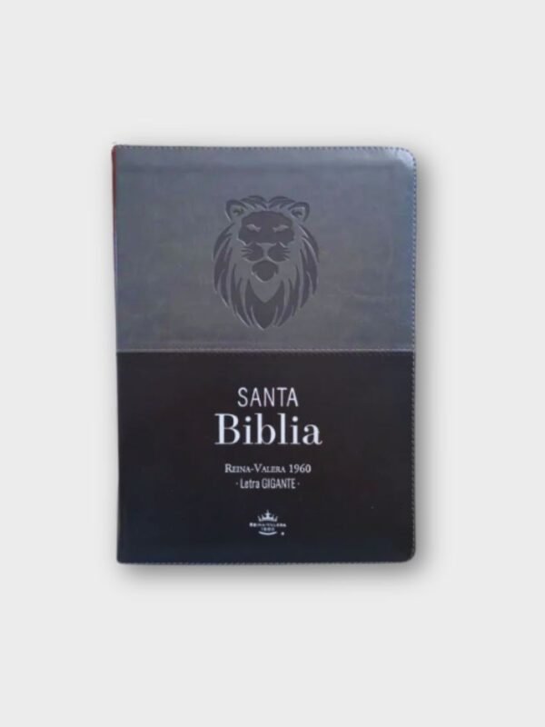 Santa Biblia Reina-Valera 1960 – Letra Gigante 15 pts | Negro/Gris León | Con cierre e índice