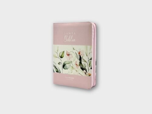 Santa Biblia Reina-Valera 1960 – Letra Gigante 15 pts | Boho Rosa Floral | Con cierre e índice