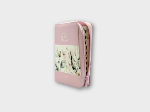 Santa Biblia Reina-Valera 1960 – Letra Gigante 15 pts | Boho Rosa Floral | Con cierre e índice