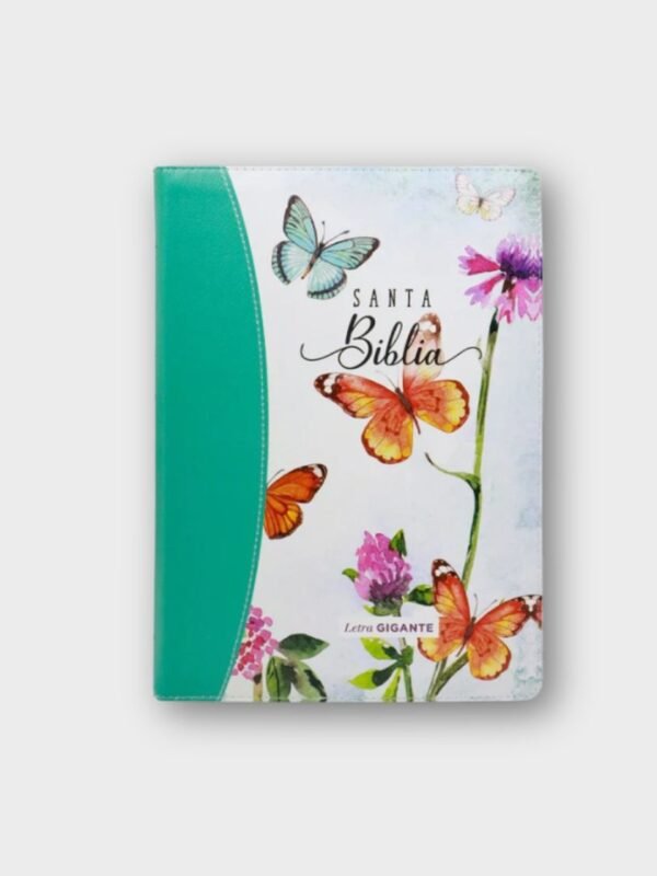 Santa Biblia Reina-Valera 1960 – Letra Gigante 15 pts | Mariposas Turquesa | Con cierre e índice