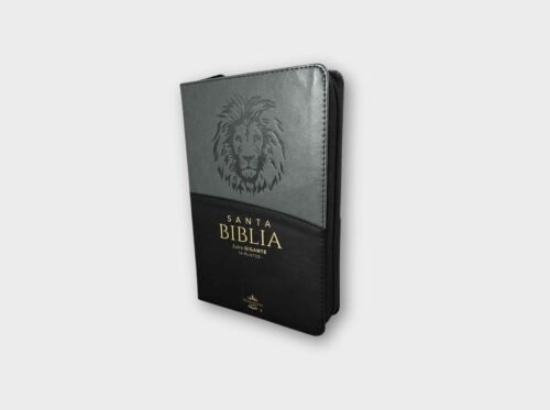 Santa Biblia Reina-Valera 1960 – Letra Gigante 14 pts | Negro/Gris León | Con cierre e índice