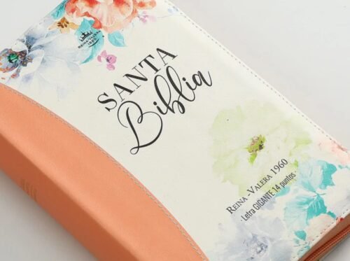 Santa Biblia Reina-Valera 1960 – Letra Gigante 14 pts | Jardín Coral | Con cierre, índice y canto pintado