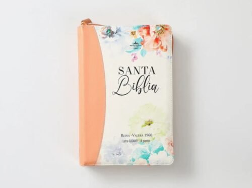 Santa Biblia Reina-Valera 1960 – Letra Gigante 14 pts | Jardín Coral | Con cierre, índice y canto pintado