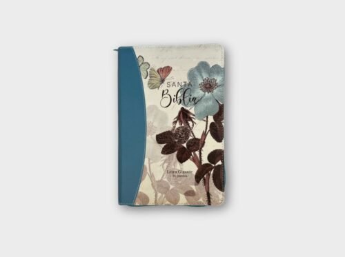 Santa Biblia Reina-Valera 1960 – Letra Gigante 14 pts | Flores Turquesa | Con cierre y canto dorado