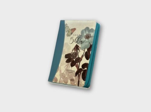 Santa Biblia Reina-Valera 1960 – Letra Gigante 14 pts | Flores Turquesa | Con cierre y canto dorado