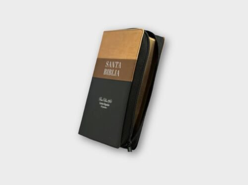 Santa Biblia Reina-Valera 1960 – Letra Gigante 14 pts | Tricolor Beige/Café/Negro | Con cierre y canto dorado