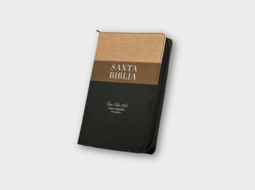 Santa Biblia Reina-Valera 1960 – Letra Gigante 14 pts | Tricolor Beige/Café/Negro | Con cierre y canto dorado