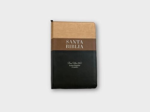 Santa Biblia Reina-Valera 1960 – Letra Gigante 14 pts | Tricolor Beige/Café/Negro | Con cierre y canto dorado