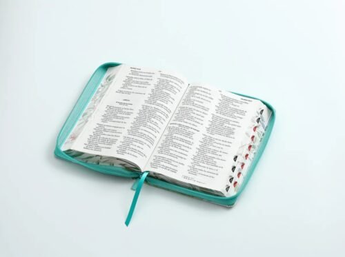 FOTOS DE BIBLIAS Y DICCIONARIOS (55) Biblia Reina Valera 1960 con Cierre, Índice y Diseño Pretty Turquesa – Letra Grande con Asa de Mano