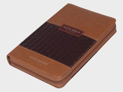 FOTOS DE BIBLIAS Y DICCIONARIOS (61) Biblia Reina Valera 1960 con Cierre, Índice y Letra Grande | Imitación Piel Café/Rojo – Edición Manual | 12 Puntos