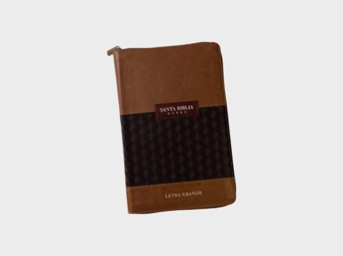 FOTOS DE BIBLIAS Y DICCIONARIOS (67) Biblia Reina Valera 1960 con Cierre, Índice y Letra Grande | Imitación Piel Café/Rojo – Edición Manual | 12 Puntos