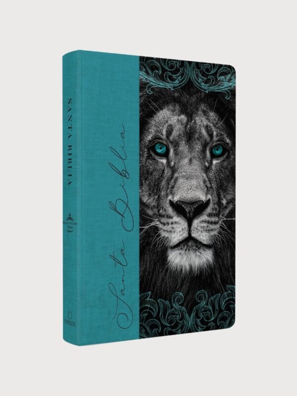 Biblia RVR 1960 Tamaño Manual Ultrafina con Letra Grande | León de Judá Aguamarina | Tapa Dura con Estudio de los Nombres de Dios