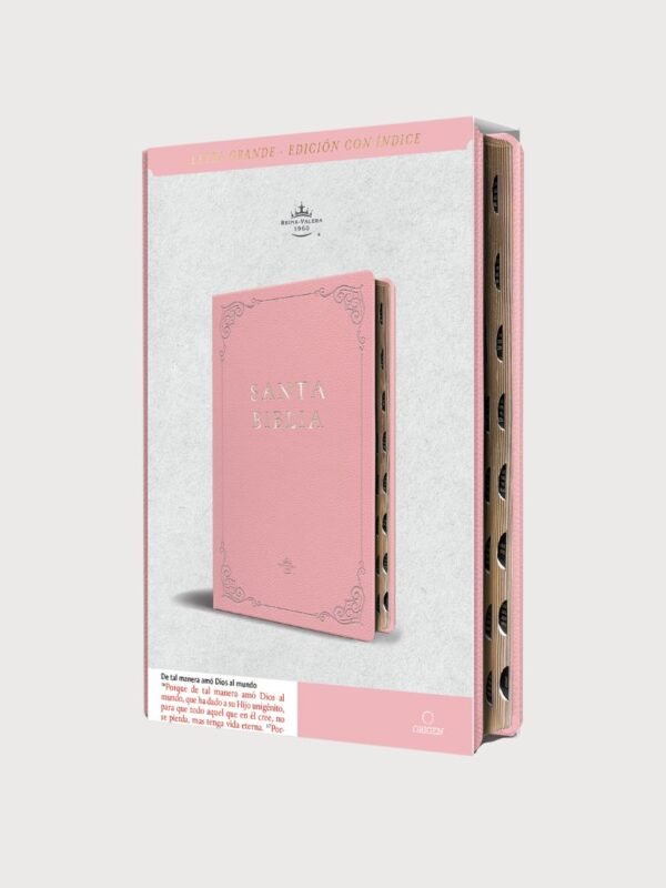 Biblia RVR 1960 Tamaño Manual Ultrafina con Letra Grande | Símil Piel Rosada con Índice y Estudio de los Nombres de Dios