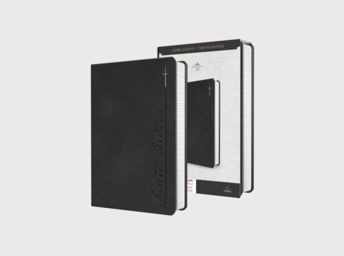 Biblia de una joven conforme al corazón de Dios (69) Biblia RVR 1960 Tamaño Manual Ultrafina con Letra Gigante 14 pts | Piel Gris, Fotos de Tierra Santa y Cinta Marcadora