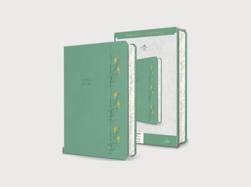 Biblia de una joven conforme al corazón de Dios (71) Biblia RVR 1960 Tamaño Manual Ultrafina con Letra Gigante 14 pts | Piel Verde con Pájaros, Fotos de Tierra Santa y Cinta Marcadora