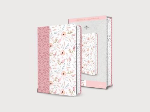 Biblia de una joven conforme al corazón de Dios (72) Biblia RVR 1960 Tamaño Manual Ultrafina con Letra Gigante 14 pts | Piel Rosada con Flores, Fotos de Tierra Santa y Cinta Marcadora