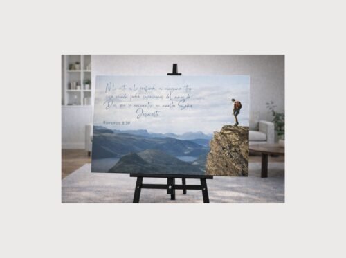 Cuadros Cristianos Grandes 32x48 – Romanos 8:39 | Nada Nos Separará del Amor de Dios | Arte Cristiano Moderno para Sala