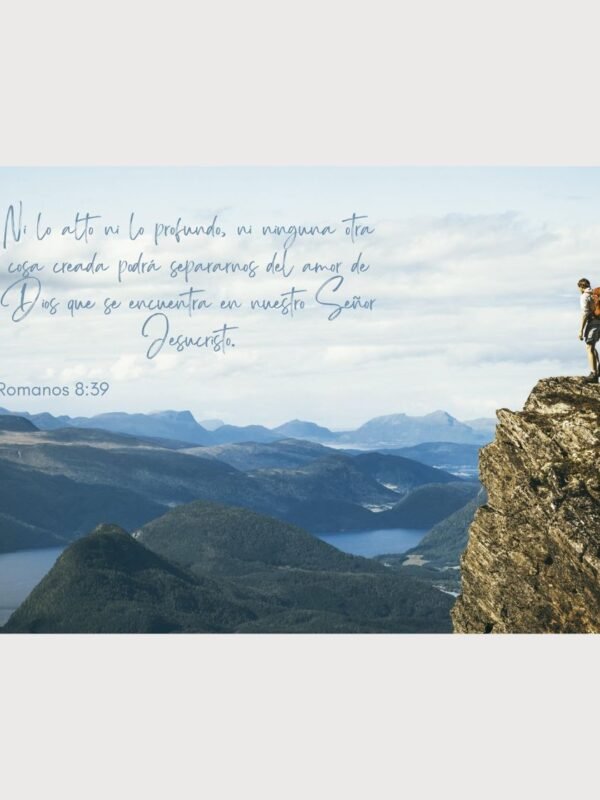 Cuadros Cristianos Grandes 32x48 – Romanos 8:39 | Nada Nos Separará del Amor de Dios | Arte Cristiano Moderno para Sala