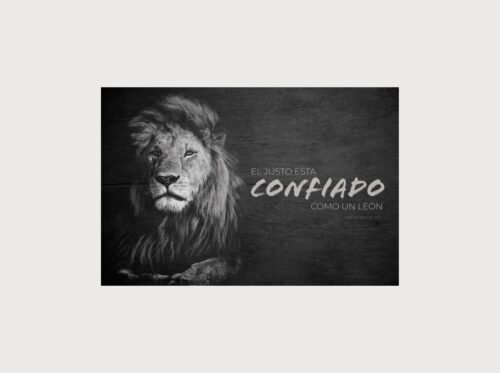 Cuadros Cristianos Grandes Horizontales 24 x 36" – El Justo Está Confiado Como un León | Proverbios 28:1 | Arte Cristiano Moderno