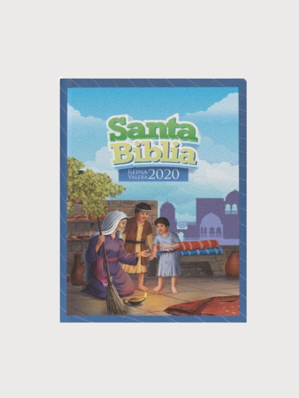 Biblia RVR 2020 Tamaño Bolsillo para Niños | Azul Símil Piel con Cierre – Edición Ilustrada