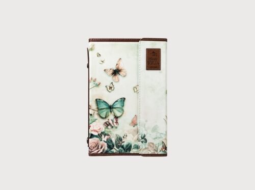 Biblia RVR60 Letra Grande Tamaño Manual con Broche y Asa | Floral con Mariposas | Reina Valera 1960 | Imitación Piel