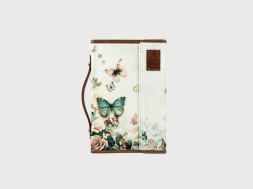 Biblia RVR60 Letra Grande Tamaño Manual con Broche y Asa | Floral con Mariposas | Reina Valera 1960 | Imitación Piel