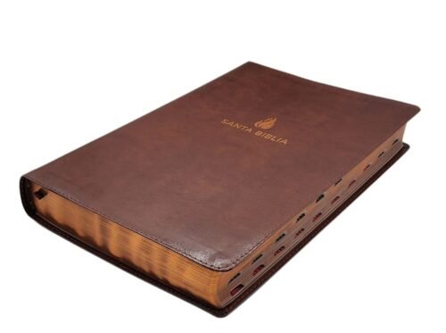 Biblia RVR60 Letra Súper Gigante Marrón con Índice | Piel Fabricada | Reina Valera 1960