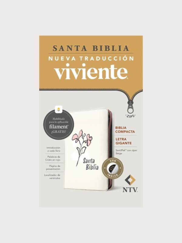 biblia dake - 2026-10-11T221631.596 Biblia NTV Compacta Letra Gigante Beige con Zíper e Índice | SentiPiel | Filament | Nueva Traducción Viviente