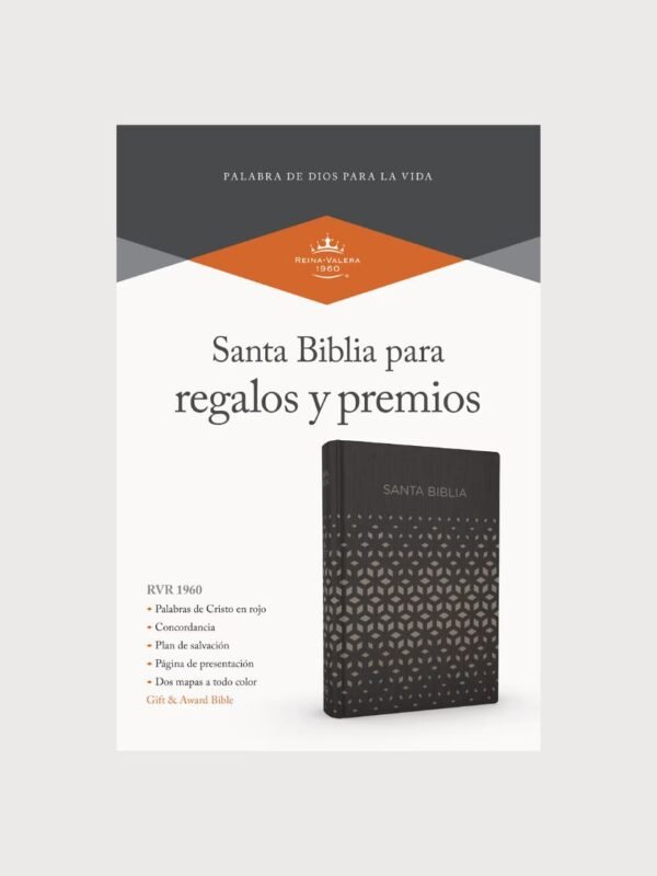 Biblia Reina Valera 1960 Negra y Plata Símil Piel | Regalos y Premios | Concordancia, Letra 8 Puntos y Mapas a Color